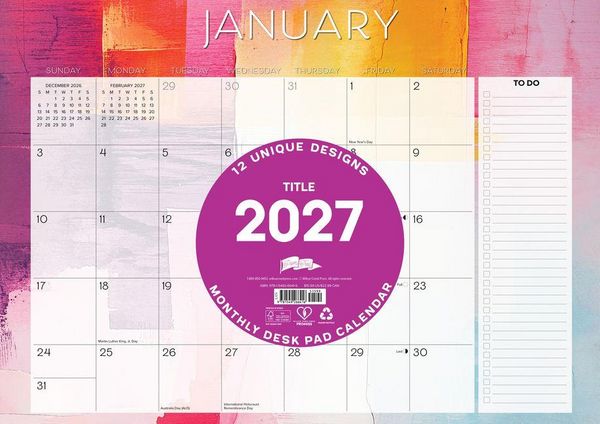 Produktbild: Abstract Art 2027 17 X 12 Small Monthly Deskpad