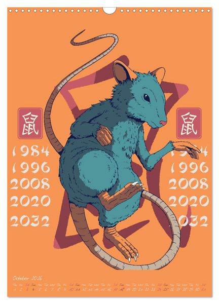 Produktbild: Chinese Astrology Zodiac Signs (Wall Calendar 2026 DIN A3 portrait), CALVENDO 12 Month Wall Calendar