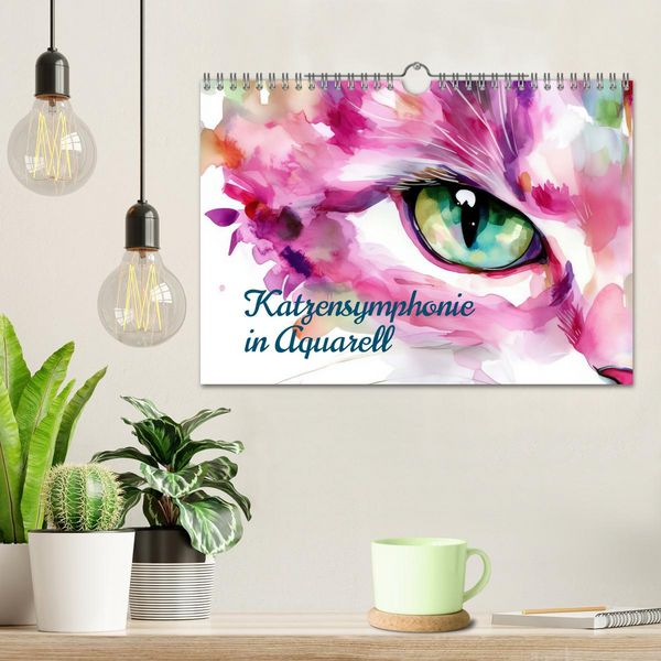 Produktbild: Katzensymphonie in Aquarell (Wandkalender 2026 DIN A4 quer), CALVENDO Monatskalender
