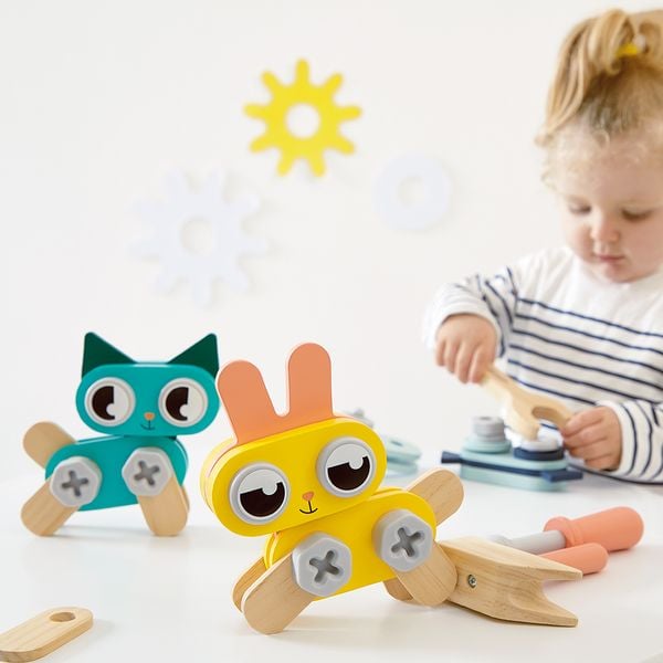 Produktbild: Holz-Bauset mit Hund, Katze & Hase &ndash; Konstruktionsspiel ab 3 Jahren