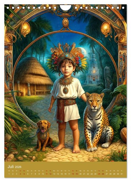 Produktbild: Regenwaldkinder - Ein vom Leben der Mayas inspierter Kinderkalender (Wandkalender 2026 DIN A4 hoch), CALVENDO Monatskalender
