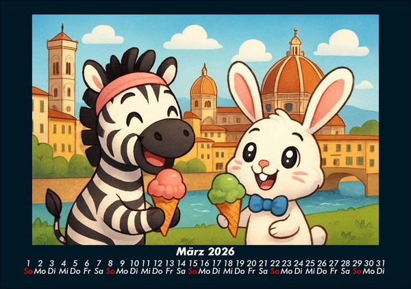 Produktbild: Zara & Bouncy in Italien 2026 Fotokalender DIN A5