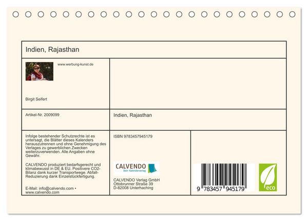 Produktbild: Indien, Rajasthan (Tischkalender 2026 DIN A5 quer), CALVENDO Monatskalender