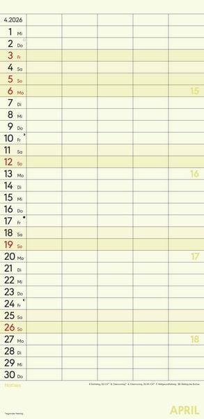 Produktbild: Superplaner L 2026 5 Spalten - Familien-Timer 22x45 cm - Offset-Papier - mit Ferienterminen - Wand-Planer - Familienkalender - Alpha Edition