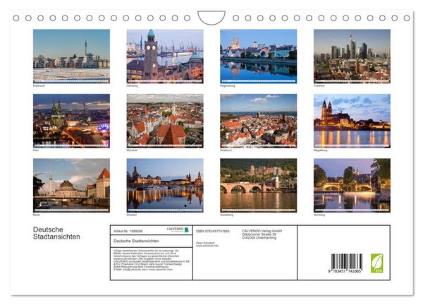 Produktbild: Deutsche Stadtansichten (Wandkalender 2026 DIN A4 quer), CALVENDO Monatskalender