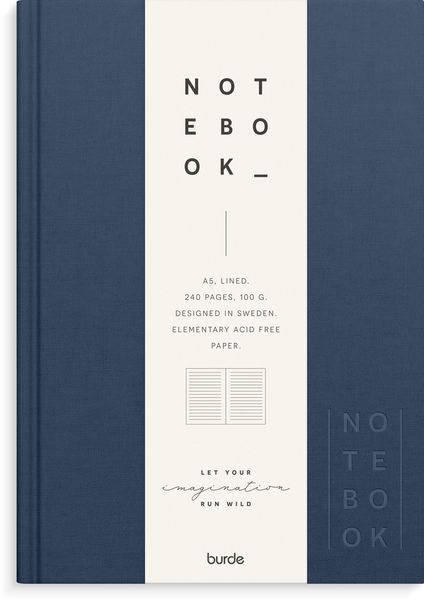 Produktbild: Burde Notizbuch Textil dunkelblau liniert A5