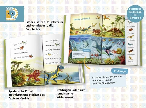 Produktbild: Leseprofis &ndash; Mit Bildern lesen lernen: Zwei Dinos wollen nach Hause, Erstes Lesen