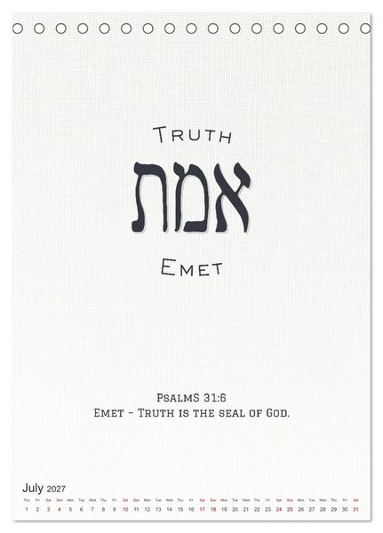 Produktbild: The Radiant Path Hebrew Letters Inspiring the Soul (Desk Calendar 2027 DIN A5 portrait), CALVENDO 12 Month DeskCalendar