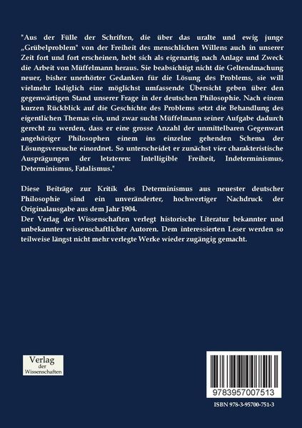 Produktbild: Beitr&auml;ge zur Kritik des Determinismus aus neuester deutscher Philosophie