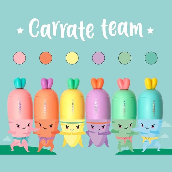 Produktbild: Legami Set mit 6 Mini-Textmarkern - Carrate Team - Karotte