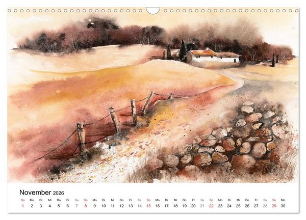 Produktbild: Toskana Aquarelle (Wandkalender 2026 DIN A3 quer), CALVENDO Monatskalender