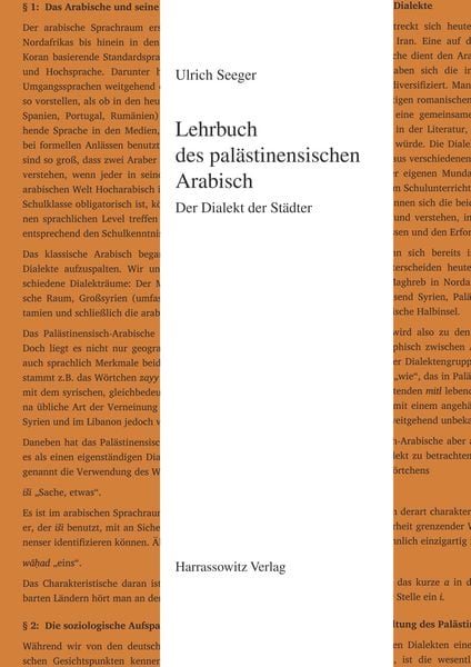 Lehrbuch des palästinensischen Arabisch, Taschenbuch von Ulrich Seeger, Harrassowitz, 978-3-447-06966-3