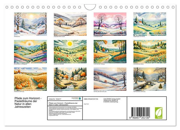 Produktbild: Pfade zum Horizont - Pastelltr&auml;ume der Natur in allen Jahreszeiten (Wandkalender 2026 DIN A4 quer), CALVENDO Monatskalender