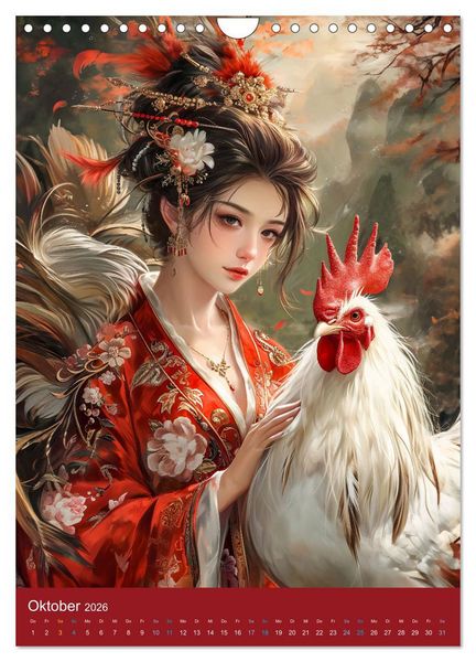 Produktbild: Chinesische Tierkreiszeichen - Fantasie-Zodiak im Stil des alten Chinas (Wandkalender 2026 DIN A4 hoch), CALVENDO Monatskalender