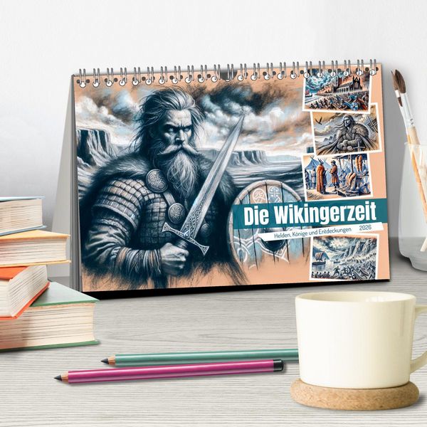Produktbild: Die Wikingerzeit - Helden, K&ouml;nige und Entdeckungen (Tischkalender 2026 DIN A5 quer), CALVENDO Monatskalender