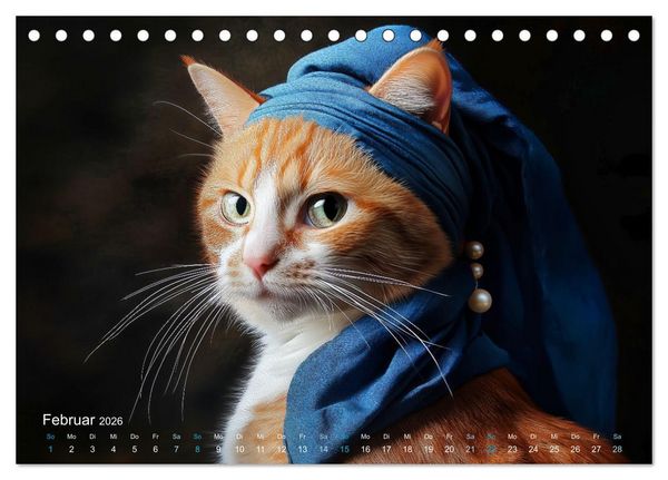 Produktbild: Katzenkunstwerke (Tischkalender 2026 DIN A5 quer), CALVENDO Monatskalender