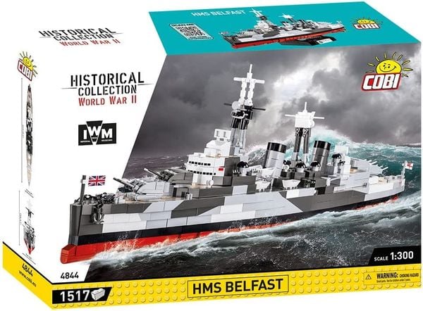 COBI Historical Collection 4844 - HMS Belfast Schlachtschiff, World War II, 1517 Klemmbausteine