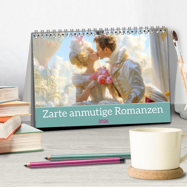 Produktbild: Zarte anmutige Romanzen (Tischkalender 2026 DIN A5 quer), CALVENDO Monatskalender