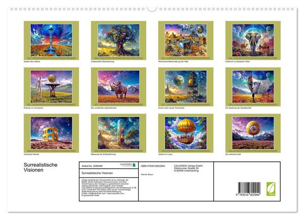 Produktbild: Surrealistische Visionen (hochwertiger Premium Wandkalender 2026 DIN A2 quer), Kunstdruck in Hochglanz