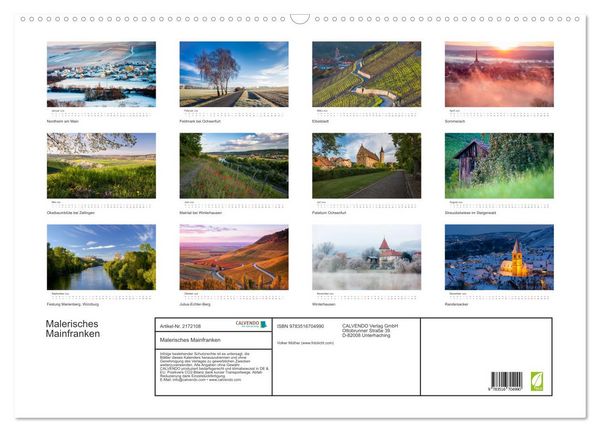 Produktbild: Malerisches Mainfranken (Wandkalender 2026 DIN A2 quer), CALVENDO Monatskalender