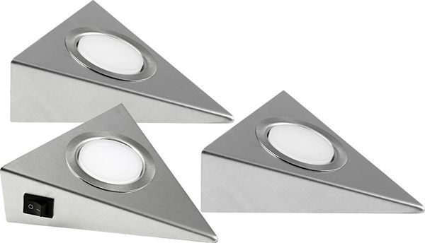 Produktbild: Heitronic GENUA LED-Unterbauleuchte 3er Set LED LED fest eingebaut 6W Warmwei&szlig; Edelstahl