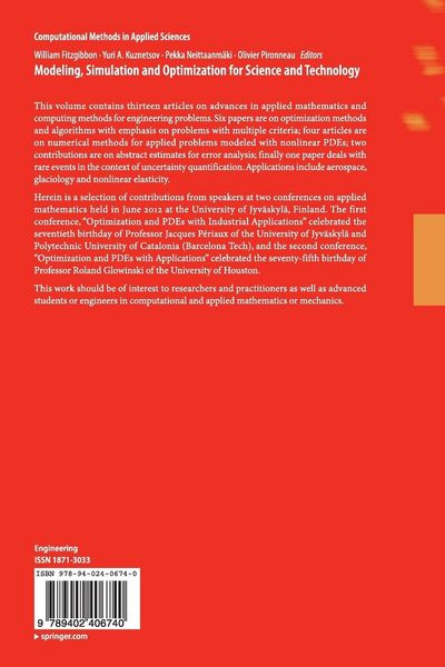 Produktbild: Modeling, Simulation and Optimization for Science and Technology