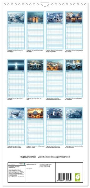 Produktbild: Familienplaner 2027 - Flugzeugkalender - Die sch&ouml;nsten Passagiermaschinen mit 5 Spalten (Wandkalender, 21 x 45 cm) CALVENDO