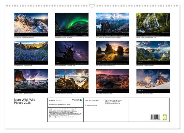 Produktbild: More Wild, Wild Places 2026 (Wandkalender 2026 DIN A2 quer), CALVENDO Monatskalender