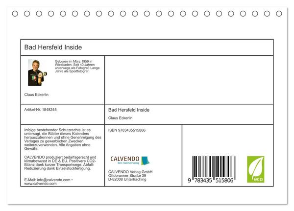 Bad Hersfeld Inside (Tischkalender 2025 DIN A5 quer), CALVENDO Monatskalender