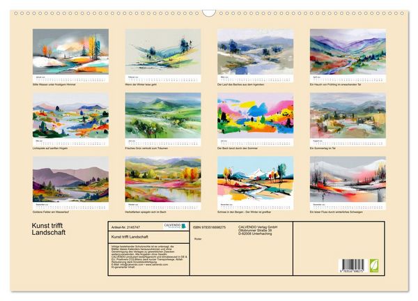 Produktbild: Kunst trifft Landschaft (Wandkalender 2026 DIN A2 quer), CALVENDO Monatskalender