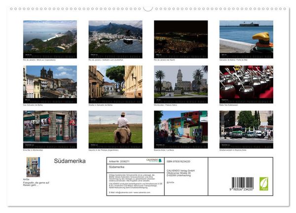 Produktbild: S&uuml;damerika (hochwertiger Premium Wandkalender 2026 DIN A2 quer), Kunstdruck in Hochglanz