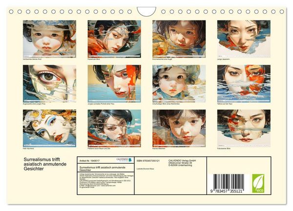 Produktbild: Surrealismus trifft asiatisch anmutende Gesichter (Wandkalender 2026 DIN A4 quer), CALVENDO Monatskalender