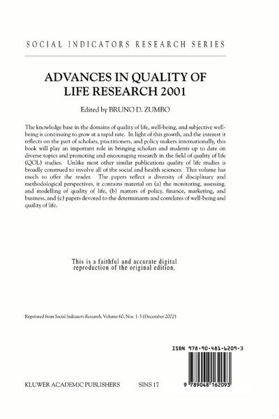 Produktbild: Advances in Quality of Life Research 2001