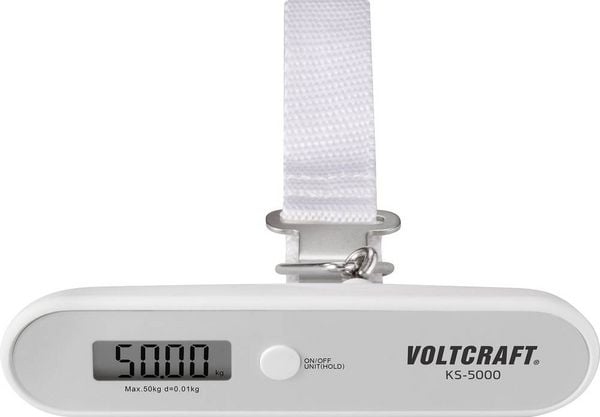 Produktbild: VOLTCRAFT KS-5000 Kofferwaage KS-5000 W&auml;gebereich (max.) 50 kg Ablesbarkeit 10 g batteriebetrieben Grau