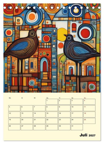 Produktbild: Farbenfrohe Tiermalerei (Tischkalender 2027 DIN A5 hoch), CALVENDO Monatskalender