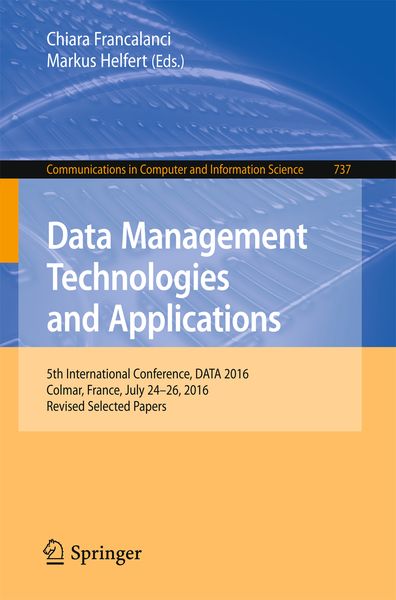 Produktbild: Data Management Technologies and Applications