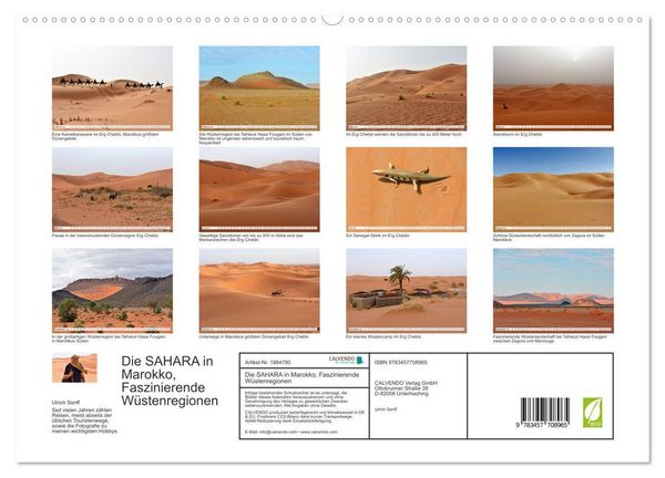 Produktbild: Die SAHARA in Marokko, Faszinierende W&uuml;stenregionen (Wandkalender 2026 DIN A2 quer), CALVENDO Monatskalender