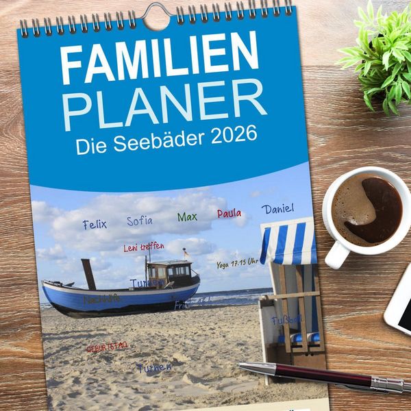 Produktbild: Familienplaner 2026 - Die Seeb&auml;der 2026 mit 5 Spalten (Wandkalender, 21 x 45 cm) CALVENDO
