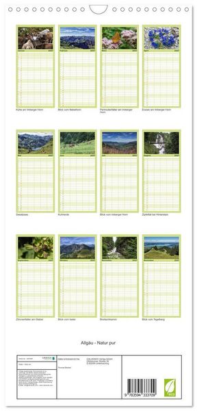 Produktbild: Familienplaner 2027 - Allg&auml;u - Natur pur mit 5 Spalten (Wandkalender, 21 x 45 cm) CALVENDO