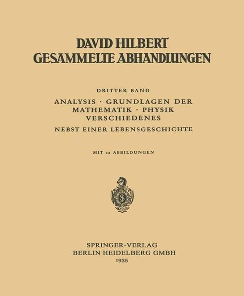 Produktbild: Dritter Band: Analysis &middot; Grundlagen der Mathematik &middot; Physik Verschiedenes