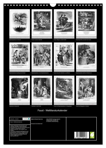 Produktbild: Faust - Weltliteraturkalender (Wandkalender 2026 DIN A3 hoch), CALVENDO Monatskalender
