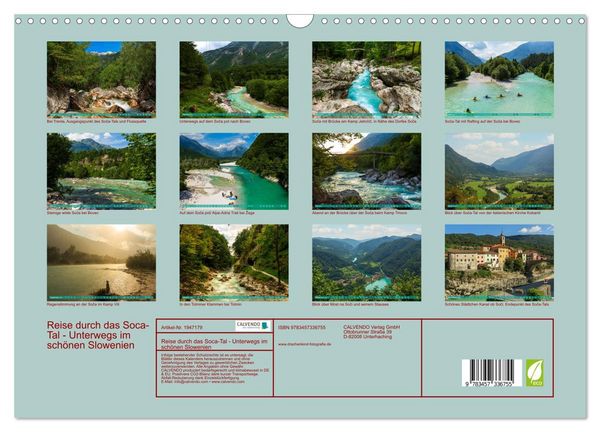 Produktbild: Reise durch das Soca-Tal - Unterwegs im sch&ouml;nen Slowenien (Wandkalender 2026 DIN A3 quer), CALVENDO Monatskalender