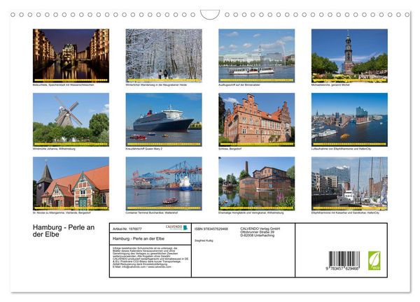 Produktbild: Hamburg - Perle an der Elbe (Wandkalender 2026 DIN A3 quer), CALVENDO Monatskalender