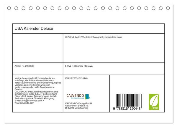 Produktbild: USA Kalender Deluxe (Tischkalender 2026 DIN A5 quer), CALVENDO Monatskalender