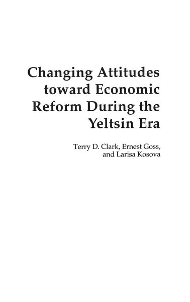 Produktbild: Changing Attitudes Toward Economic Reform During the Yeltsin Era