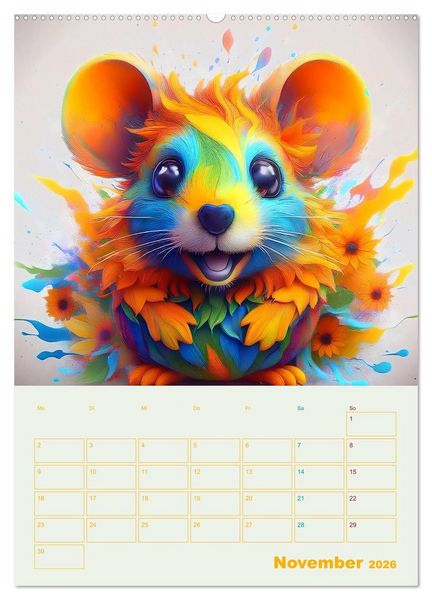 Produktbild: Tiere im Farbenrausch (hochwertiger Premium Wandkalender 2026 DIN A2 hoch), Kunstdruck in Hochglanz