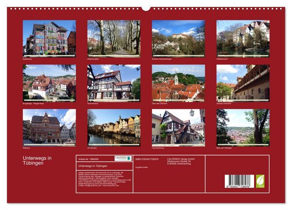 Produktbild: Unterwegs in T&uuml;bingen (hochwertiger Premium Wandkalender 2026 DIN A2 quer), Kunstdruck in Hochglanz