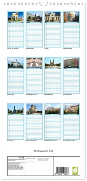 Produktbild: Familienplaner 2026 - Streifz&uuml;ge durch Arad mit 5 Spalten (Wandkalender, 21 x 45 cm) CALVENDO