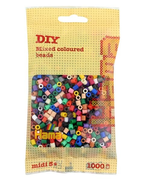 Hama® Bügelperlen Midi - Vollton Mix 1000 Perlen (22 Farben).