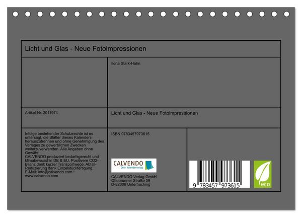 Produktbild: Licht und Glas - Neue Fotoimpressionen (Tischkalender 2026 DIN A5 quer), CALVENDO Monatskalender